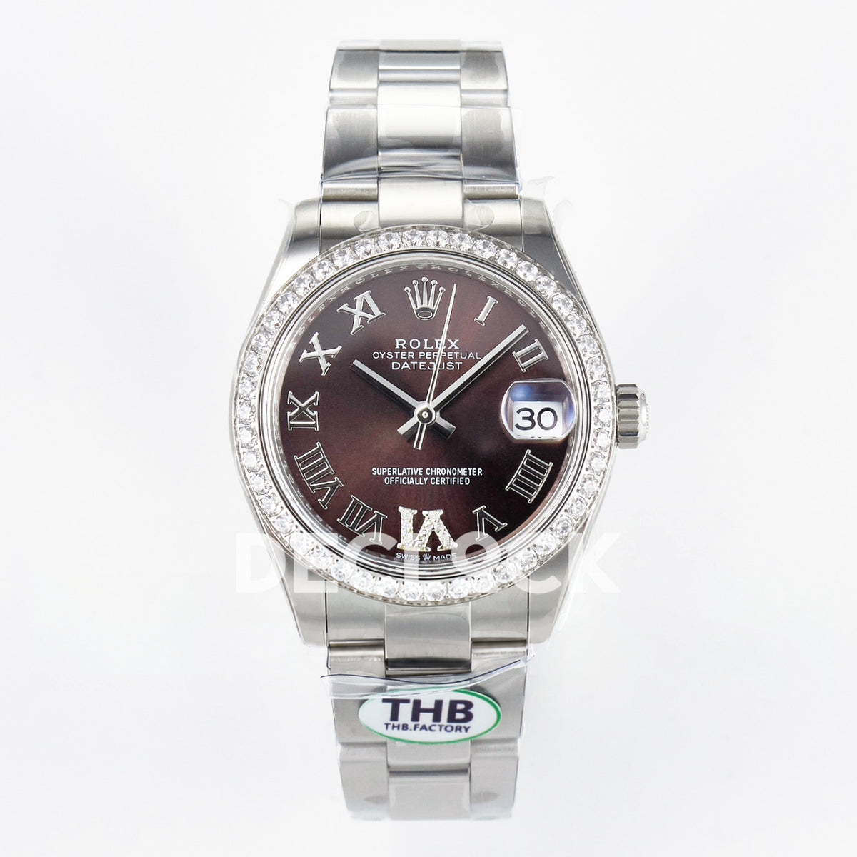Rolex Datejust 31mm Brown Roman Dial Steel Oyster Gem Bezel THBF HZ2236 - front view