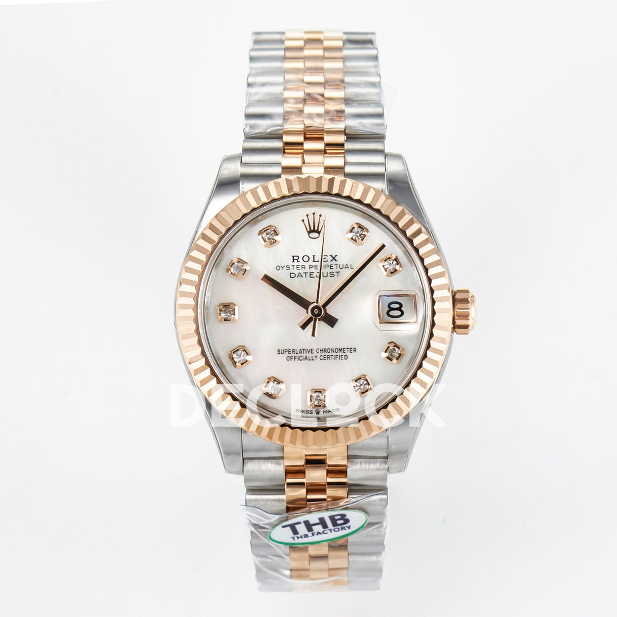 Rolex Datejust 31mm 278271 White Gem-Set Dial Rose Gold / Steel Jubilee THBF HZ2236 - front view