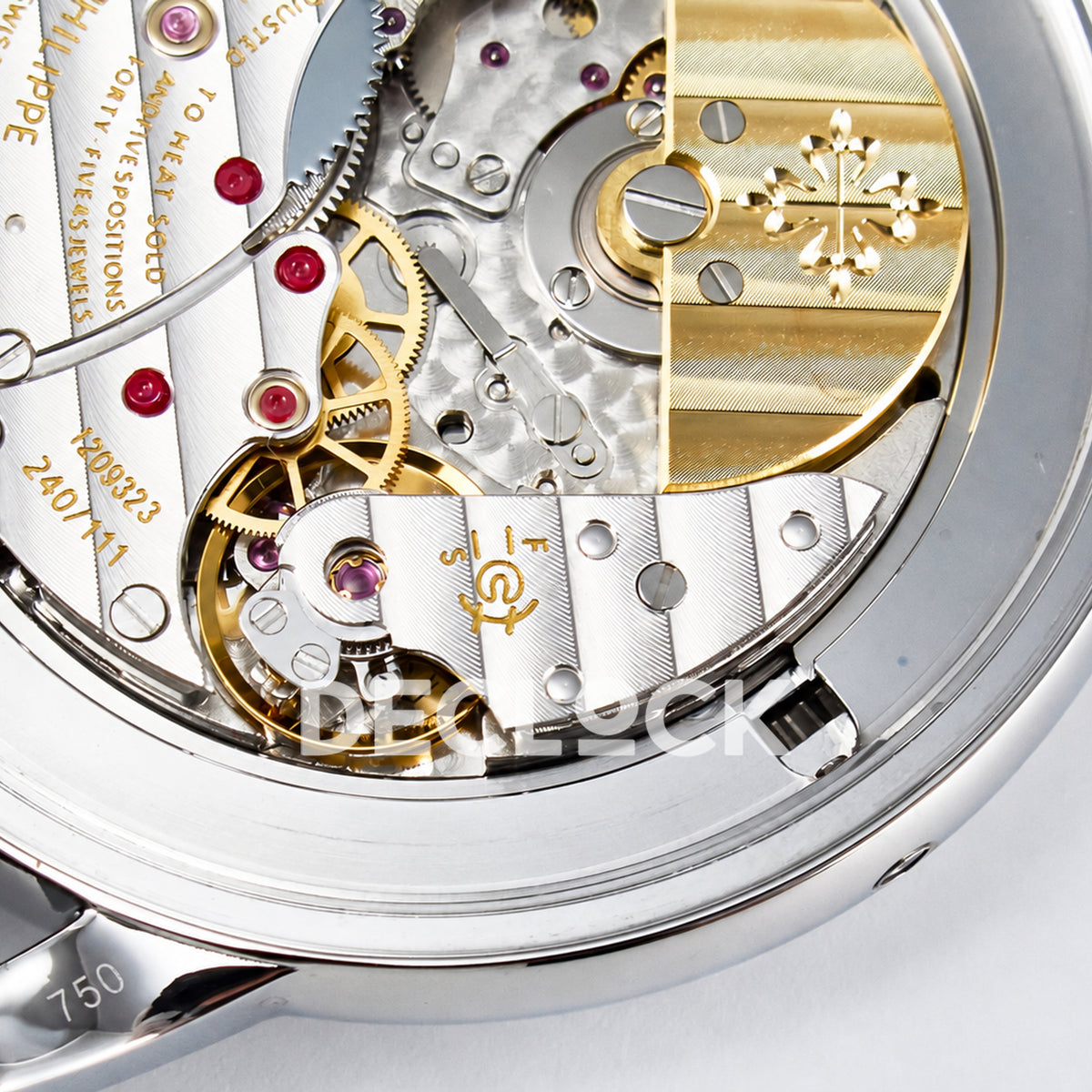 Patek Philippe Celestial Moon Age YLF replica with blue dial and blue leather strap — balance detail