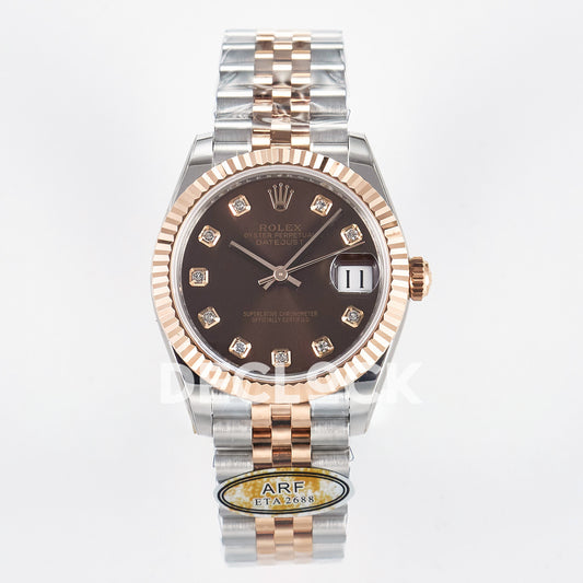 Rolex Datejust 31mm 278271 Brown Gem-Set Dial Rose Gold / Steel Jubilee ARF 2688 - front view