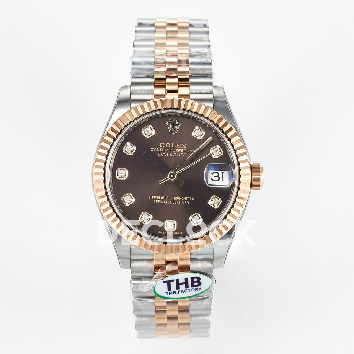 Rolex Datejust 31mm 278271 Brown Gem-Set Dial Rose Gold / Steel Jubilee THBF HZ2236 - front view