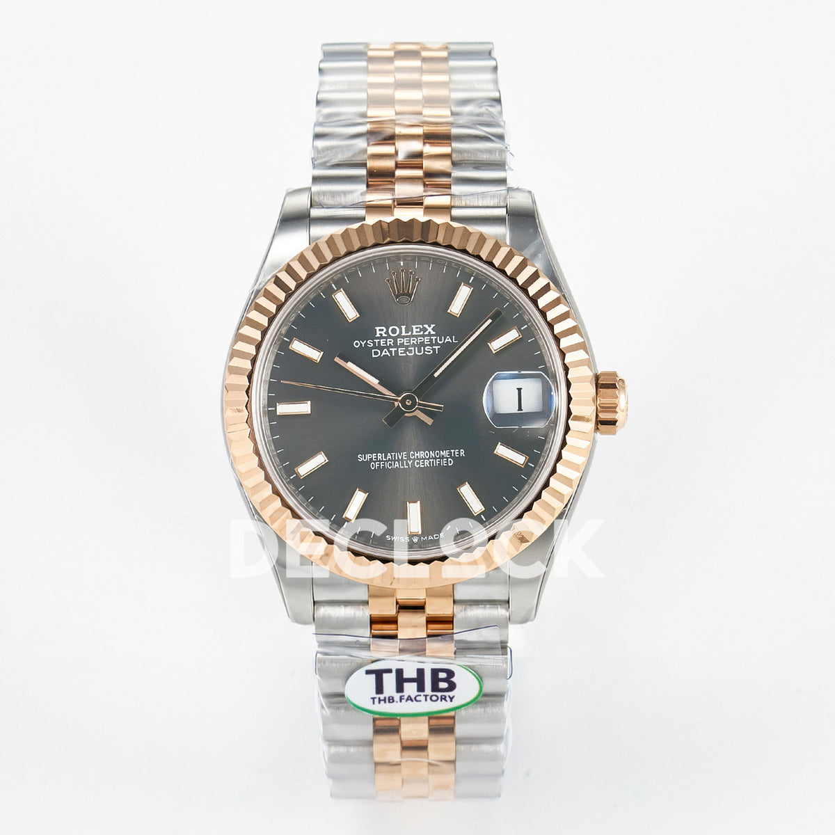 Rolex Datejust 31mm 278271 Gray Baton Dial Rose Gold / Steel Jubilee THBF HZ2236 - front view