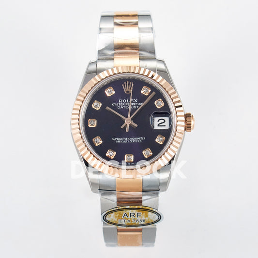 Rolex Datejust 31mm 278271 Purple Gem-Set Dial Rose Gold / Steel Oyster ARF 2688 - front view