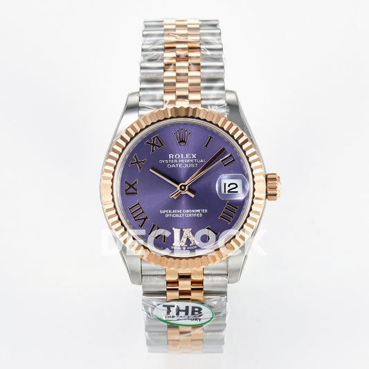 Rolex Datejust 31mm 278271 Purple Roman Dial Rose Gold / Steel Jubilee THBF HZ2236 - front view