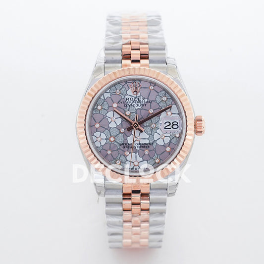 Rolex Datejust 31mm 278271 Silver Floral Dial Rose Gold / Steel Jubilee A2824 - front view
