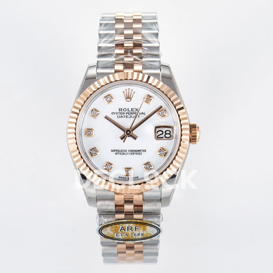 Rolex Datejust 31mm 278271 White MOP Gem-Set Dial Rose Gold / Steel Jubilee ARF 2688 - front view