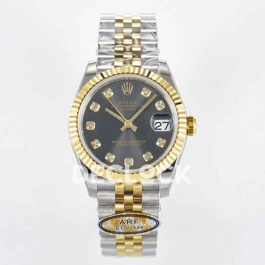 Rolex Datejust 31mm 278273 Gray Gem-Set Dial Yellow Gold / Steel Jubilee ARF 2688 - front view