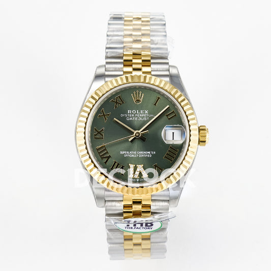 Rolex Datejust 31mm 278273 Green Roman Dial Yellow Gold / Steel Jubilee THBF HZ2236 - front view
