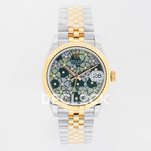 Rolex Datejust 31mm 278273 Olive Green Floral Dial Yellow Gold / Steel Jubilee A2824 - front view