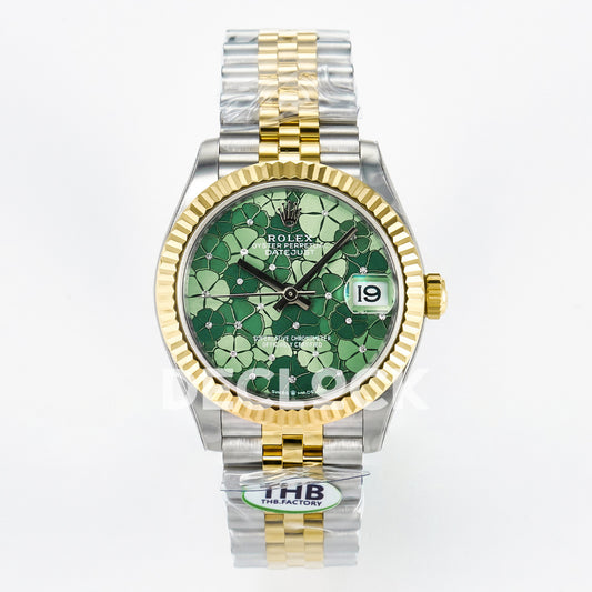 Rolex Datejust 31mm 278273 Olive Green Floral Dial Yellow Gold / Steel Jubilee THBF HZ2236 - front view