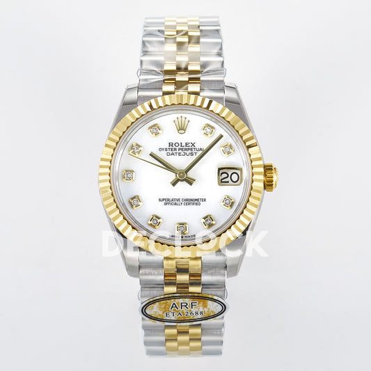 Rolex Datejust 31mm 278273 White MOP Gem-Set Dial Yellow Gold / Steel Jubilee ARF 2688 - front view