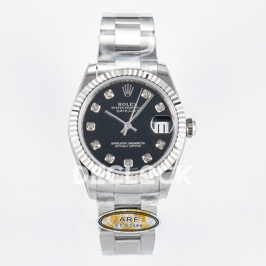 Rolex Datejust 31mm 278274 Black Gem-Set Dial Steel Oyster ARF 2688 - front view