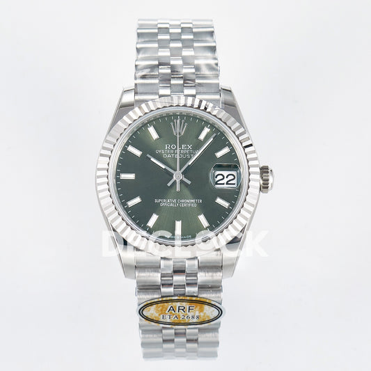 Rolex Datejust 31mm 278274 Green Baton Dial Steel Jubilee ARF 2688 - front view