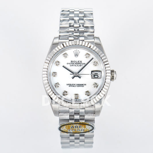 Rolex Datejust 31mm 278274 White MOP Gem-Set Dial Steel Jubilee ARF 2688 - front view