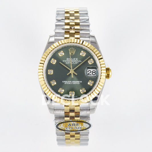 Rolex Datejust 31mm Green Gem-Set Dial Yellow Gold / Steel Jubilee ARF 2688 - front view