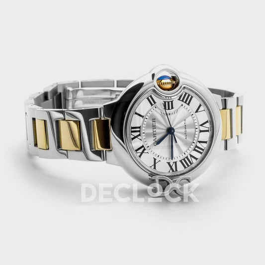 Replica Cartier Ballon Bleu De Cartier 33mm Silver Dial in Steel/ Yellow Gold |  Declock.