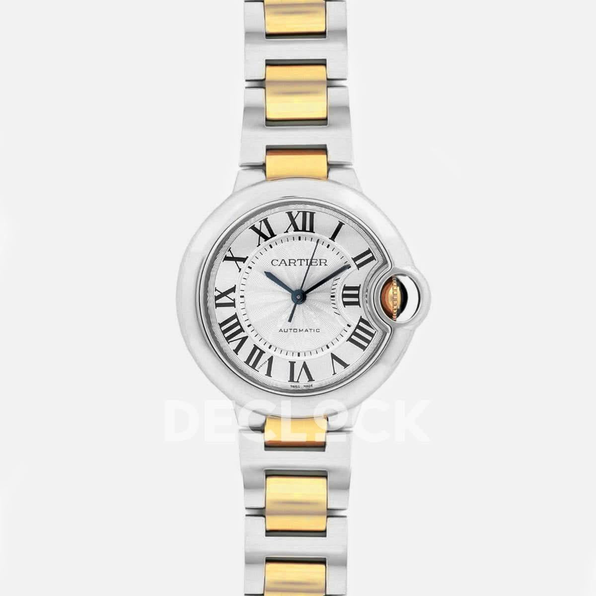 Replica Cartier Ballon Bleu De Cartier 33mm Silver Dial in Steel/ Yellow Gold |  Declock.