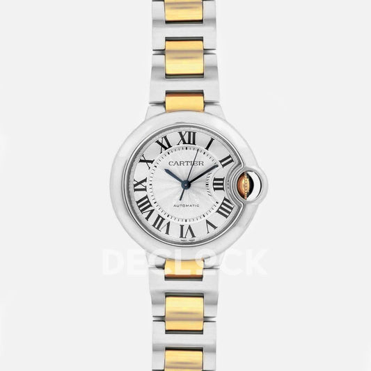Replica Cartier Ballon Bleu De Cartier 33mm Silver Dial in Steel/ Yellow Gold |  Declock.