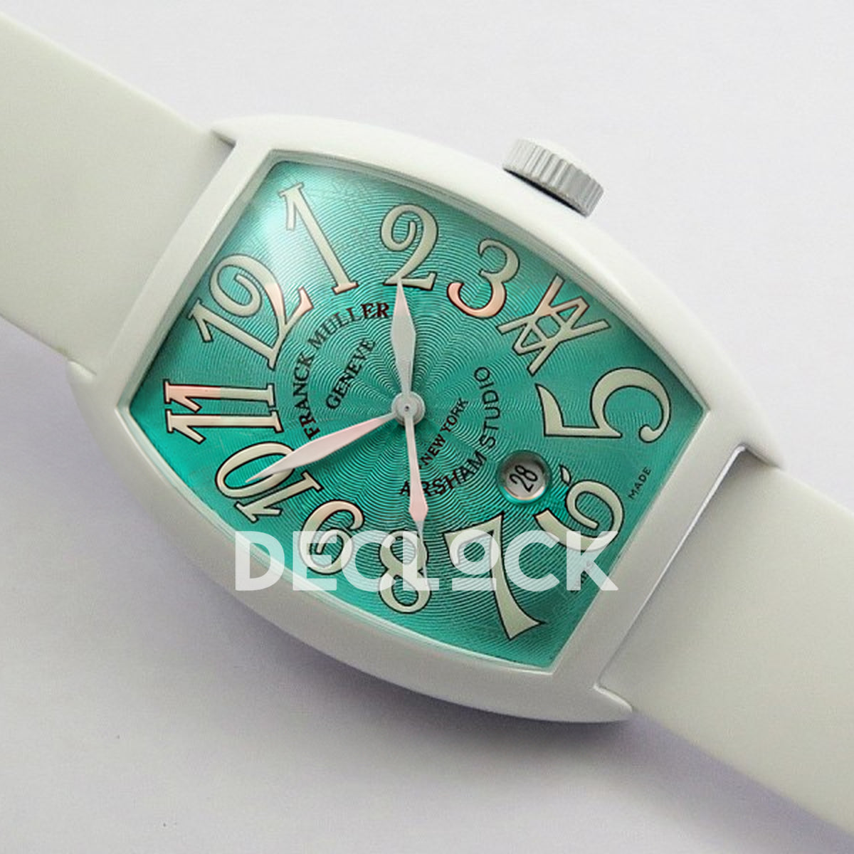 Franck Muller Casablanca White PVD Summer Blue Dial - Angled front view