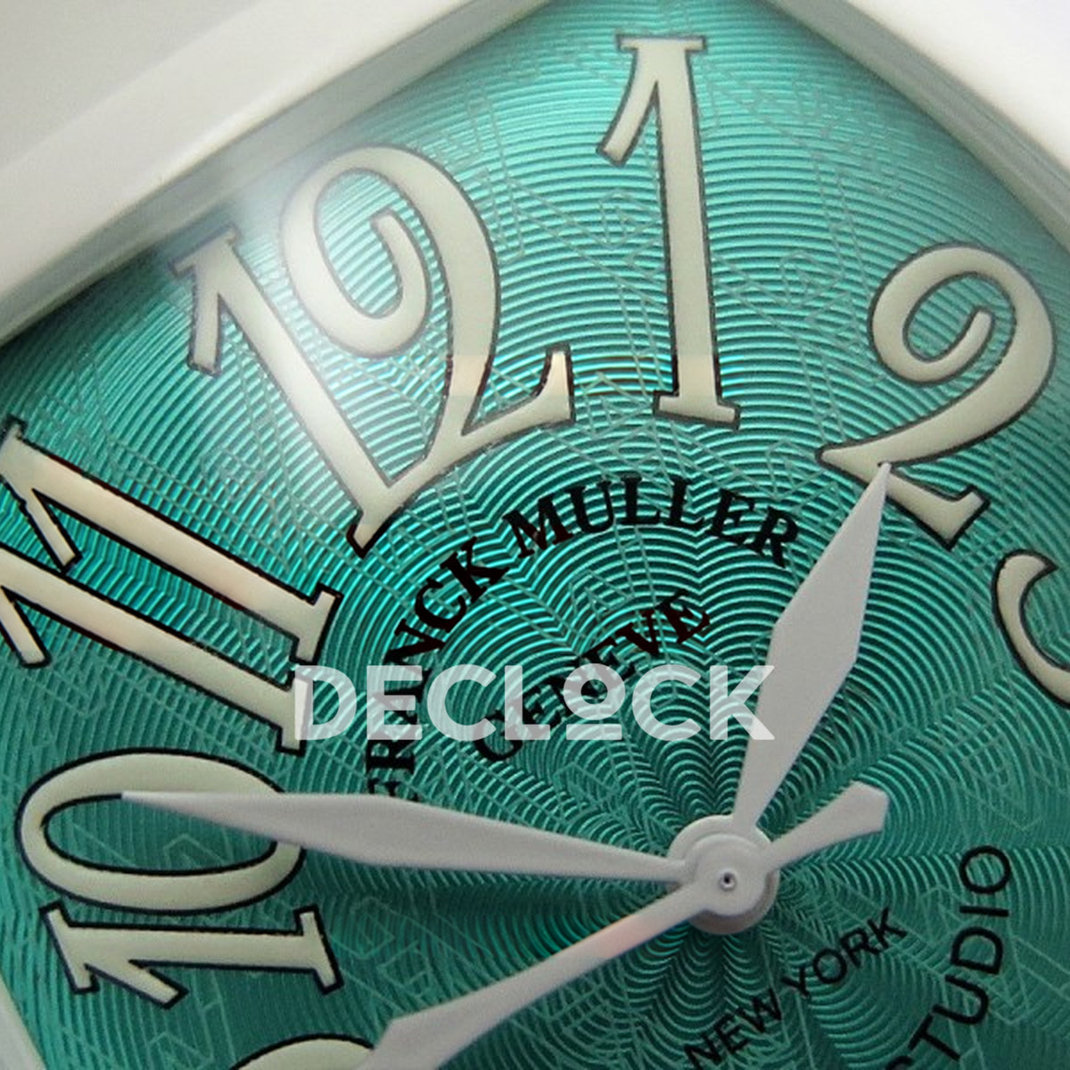 Franck Muller Casablanca White PVD Summer Blue Dial - Brand and dial detail