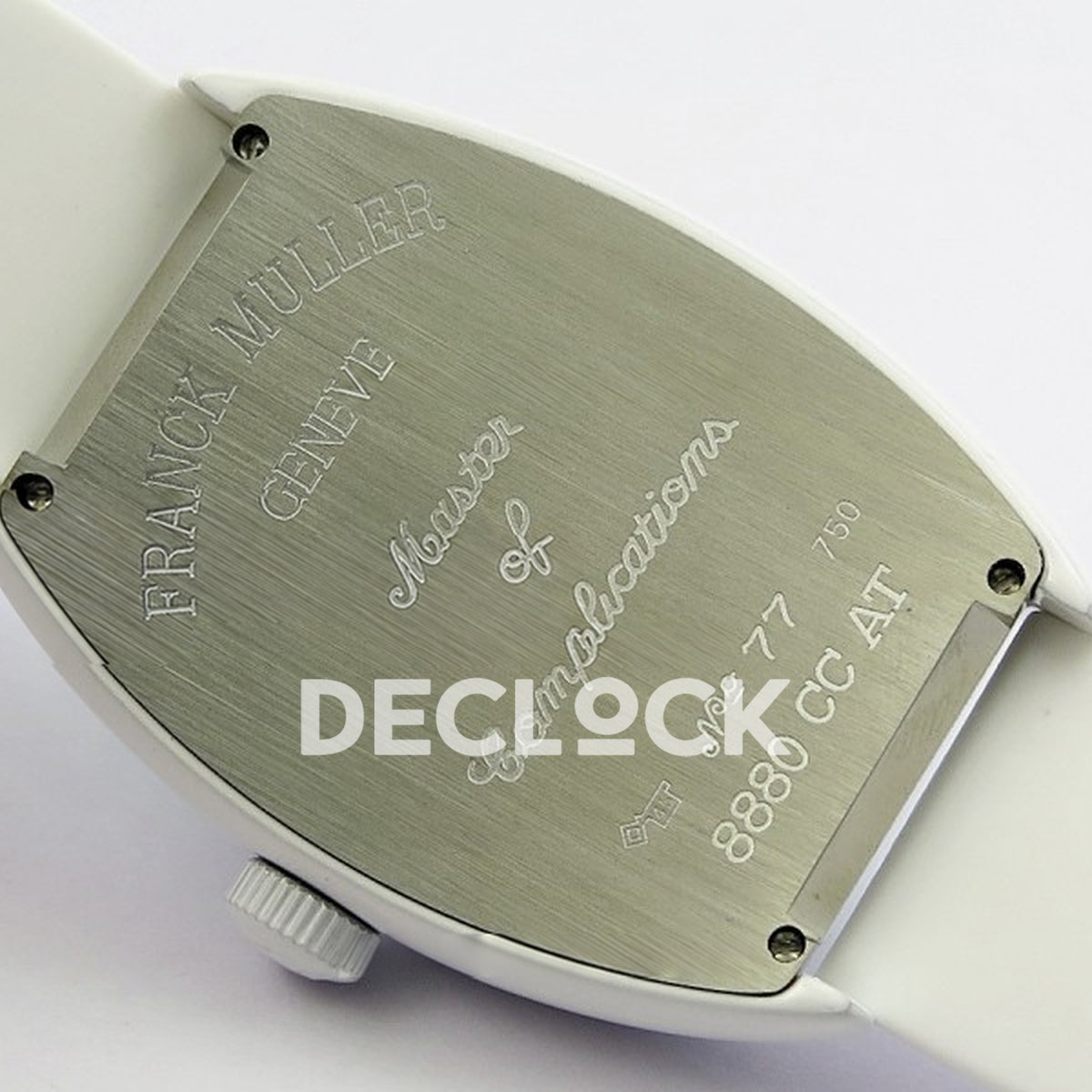 Franck Muller Casablanca White PVD Summer Blue Dial - Case back engraving