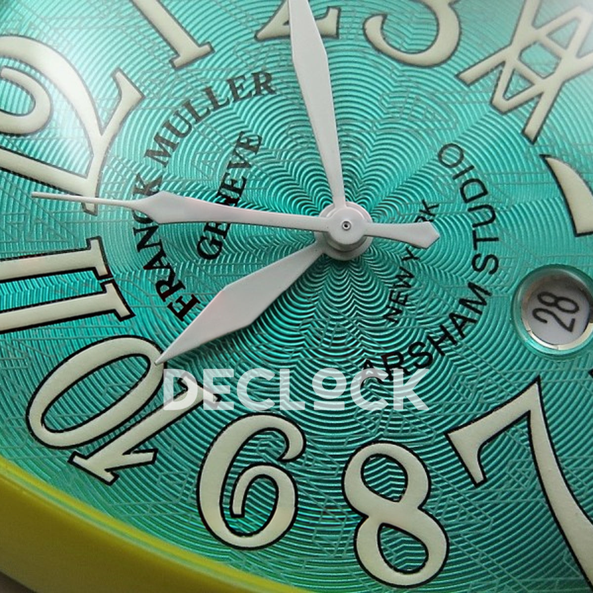 Franck Muller Casablanca Yellow PVD Summer Blue Dial - Guilloche dial detail