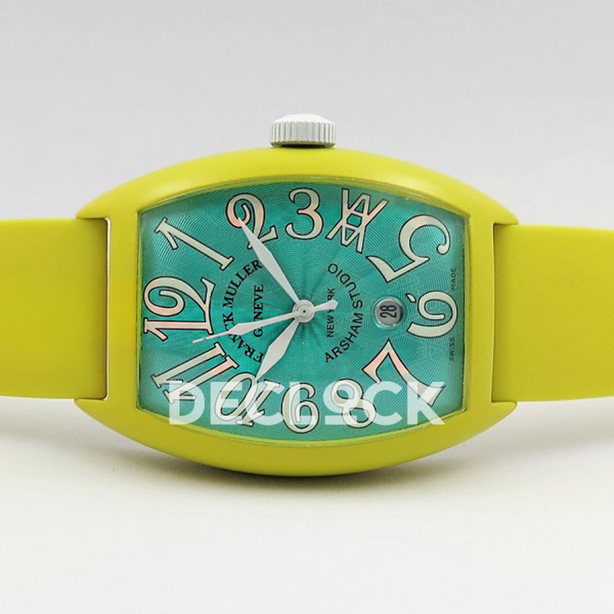 Franck Muller Casablanca Yellow PVD Summer Blue Dial - Horizontal front view