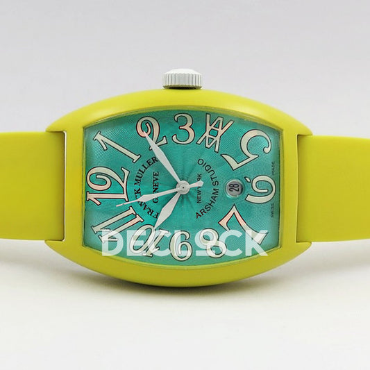 Franck Muller Casablanca Yellow PVD Summer Blue Dial - Horizontal front view