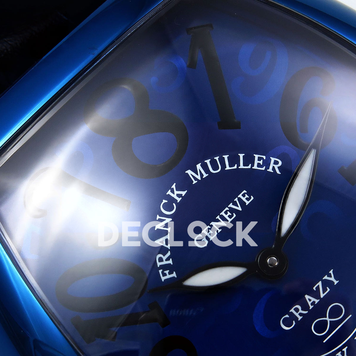Franck Muller Crazy Hours Black Badge Blue PVD Blue Dial TWF A23J replica - upper dial closeup