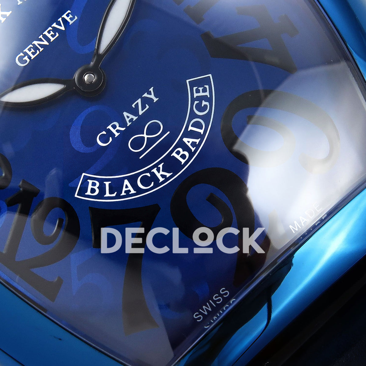 Franck Muller Crazy Hours Black Badge Blue PVD Blue Dial TWF A23J replica - lower dial closeup