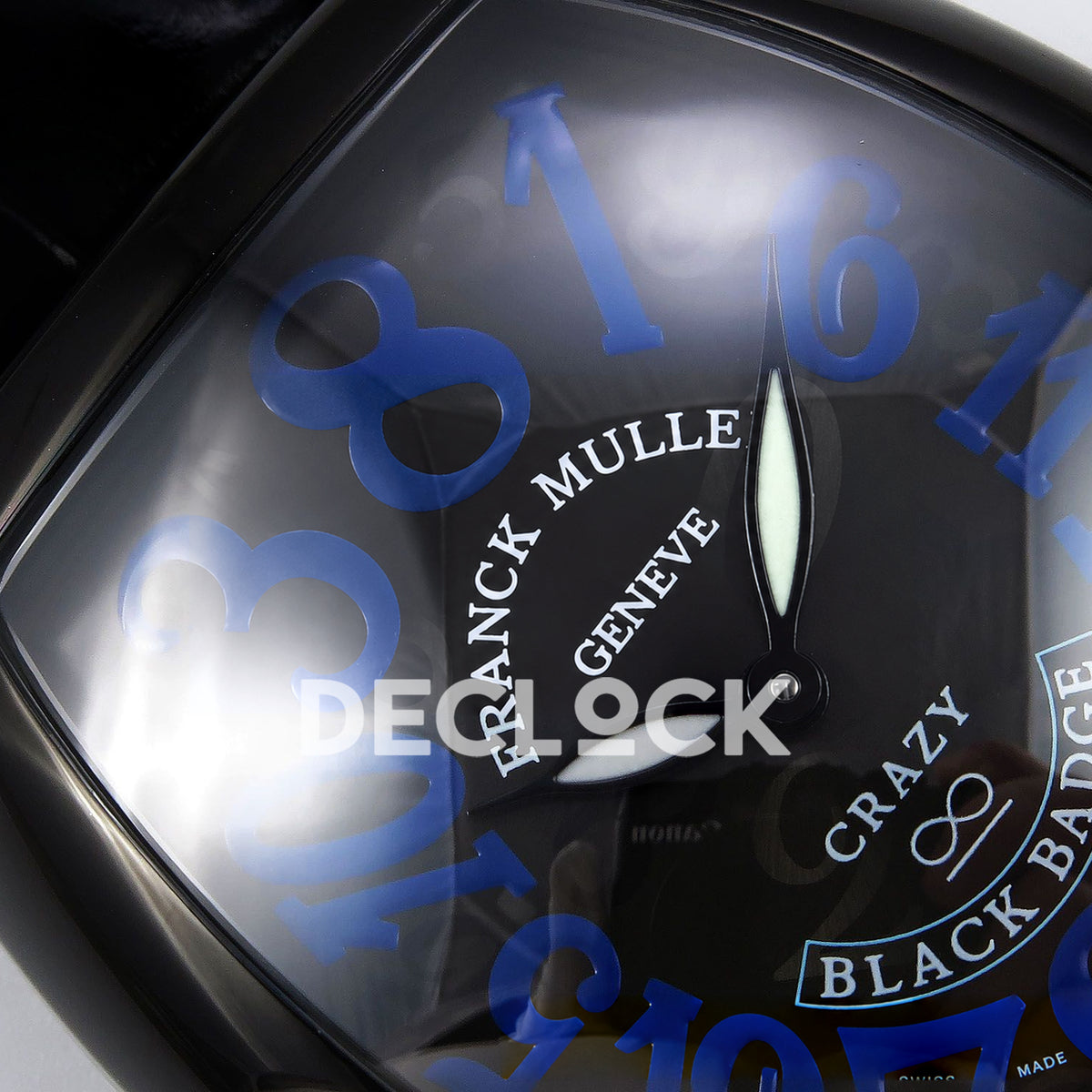 Franck Muller Crazy Hours Black Badge PVD Blue Numerals TWF A23J replica - upper dial closeup