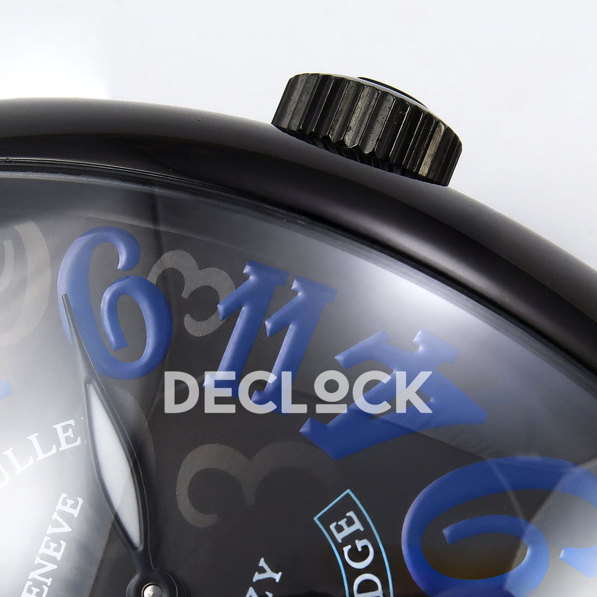 Franck Muller Crazy Hours Black Badge PVD Blue Numerals TWF A23J replica - crown dial detail