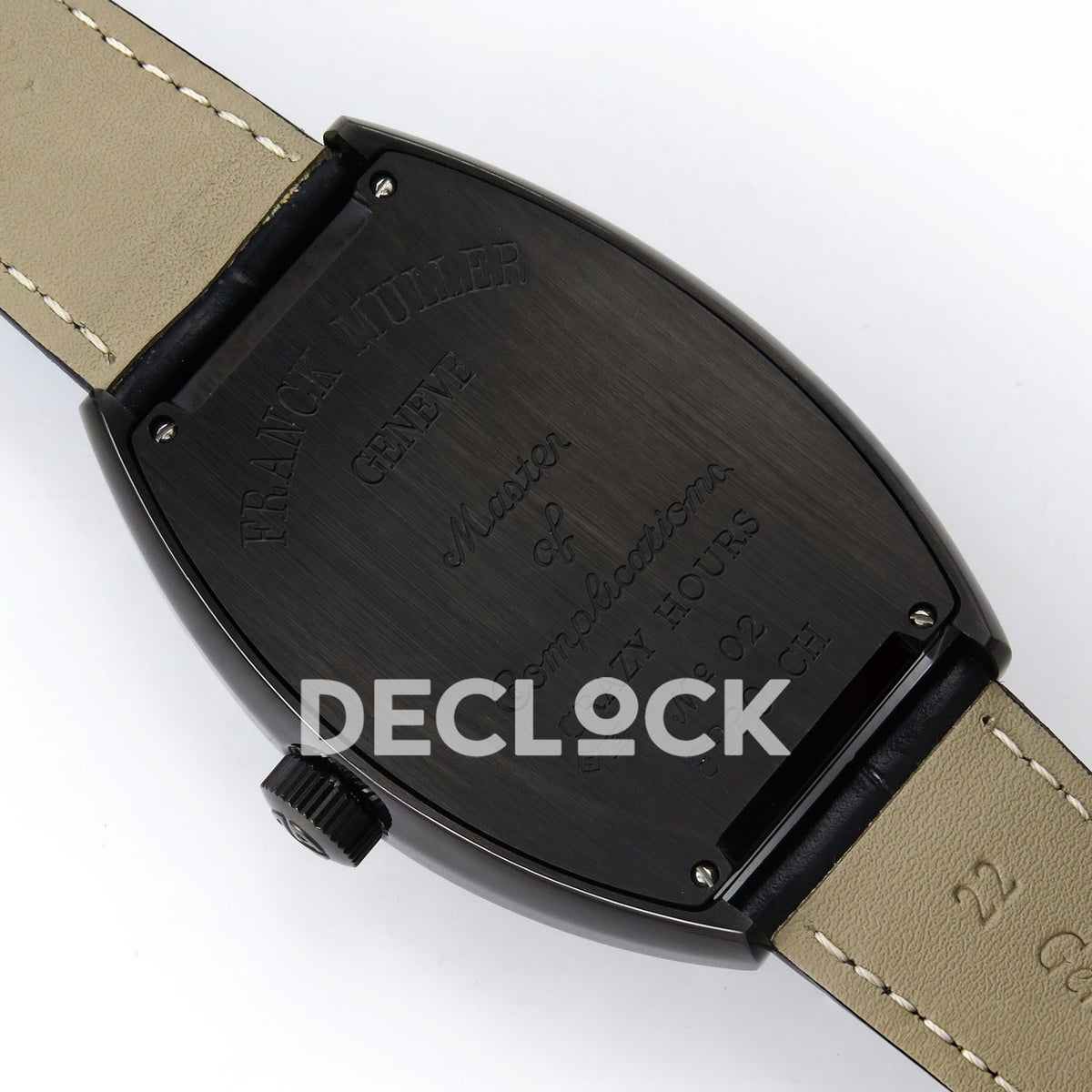 Franck Muller Crazy Hours Black Badge PVD Blue Numerals TWF A23J replica - engraved caseback angle