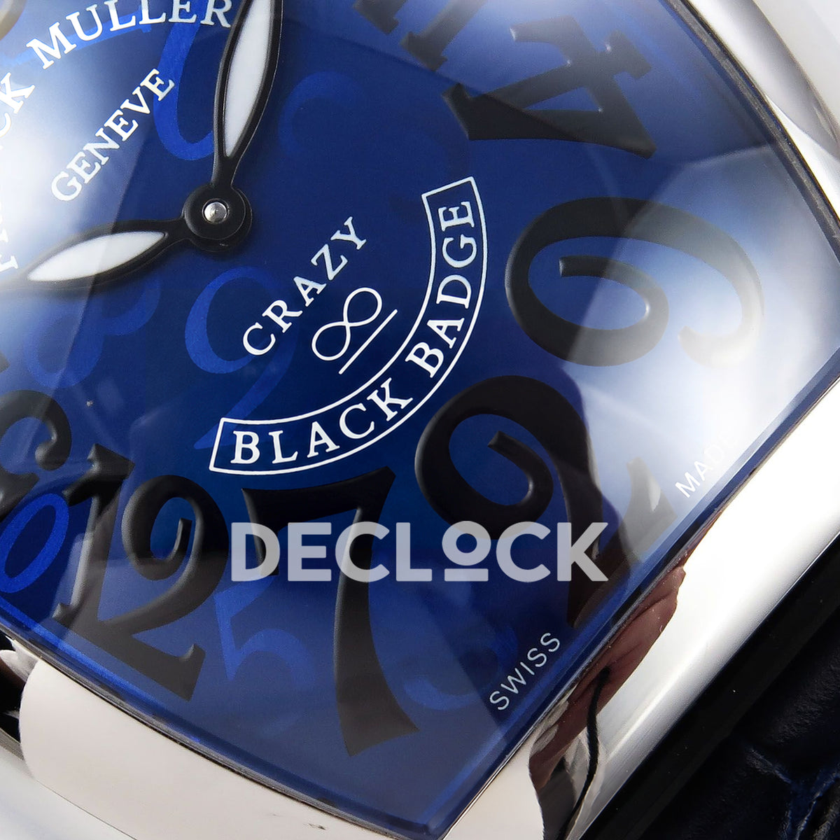 Franck Muller Crazy Hours Black Badge Steel Blue Dial TWF A23J replica - lower dial closeup