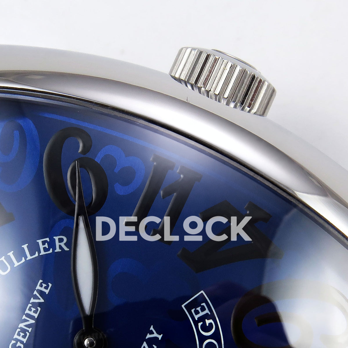 Franck Muller Crazy Hours Black Badge Steel Blue Dial TWF A23J replica - crown dial detail