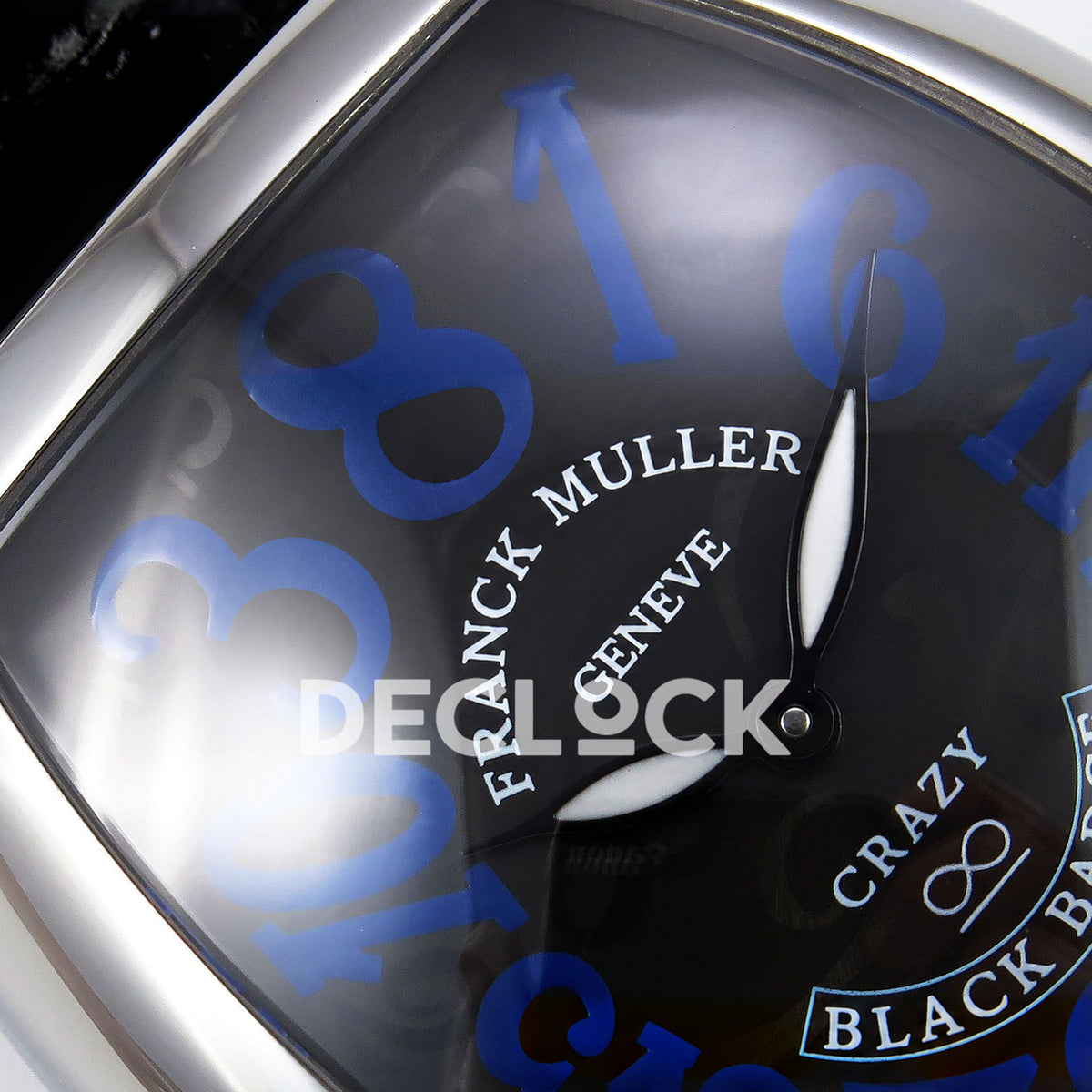 Franck Muller Crazy Hours Black Badge Steel Blue Numerals TWF A23J replica - upper dial closeup
