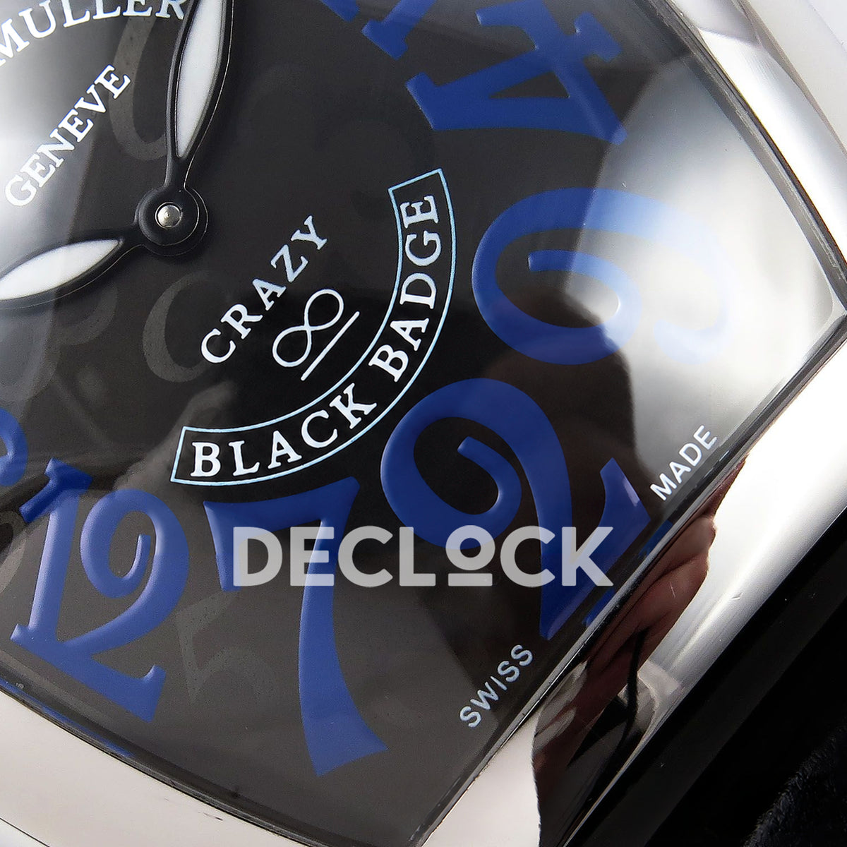 Franck Muller Crazy Hours Black Badge Steel Blue Numerals TWF A23J replica - lower dial closeup