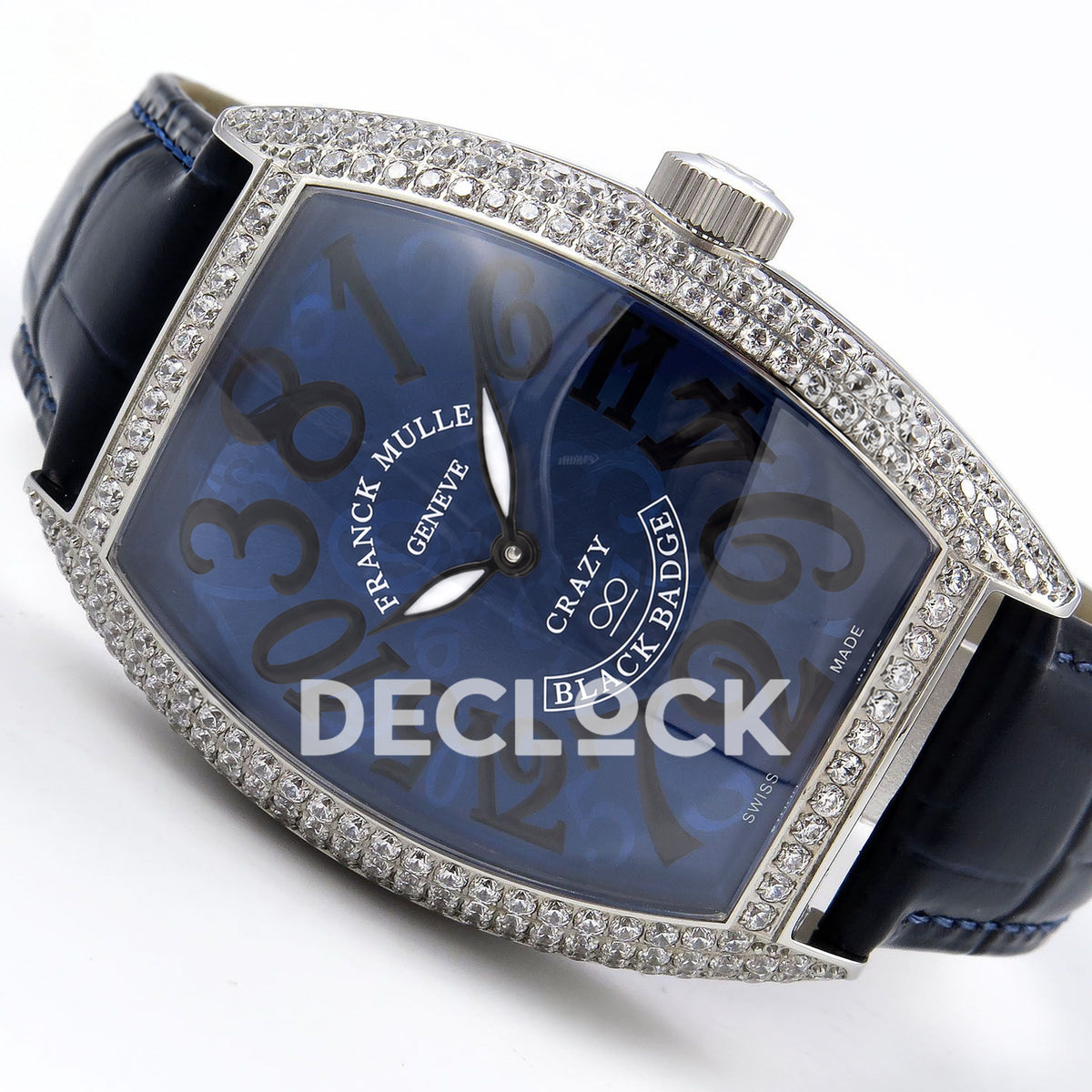 Franck Muller Crazy Hours Black Badge Steel Gems Blue Dial TWF A23J replica - three quarter