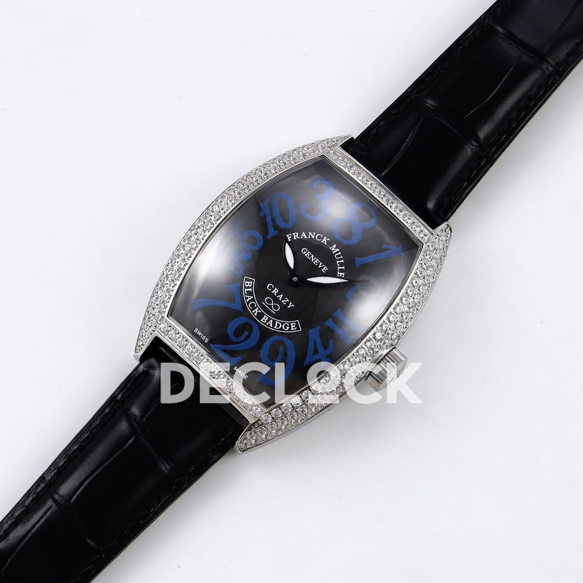 Franck Muller Crazy Hours Black Badge Steel Gems Blue Numerals TWF A23J replica - dial angle left