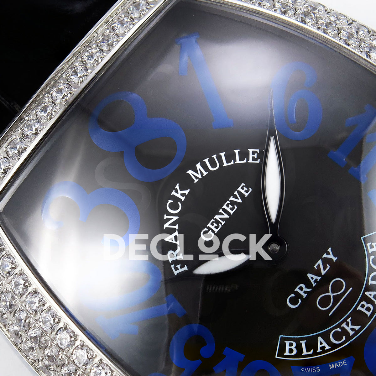 Franck Muller Crazy Hours Black Badge Steel Gems Blue Numerals TWF A23J replica - upper dial closeup