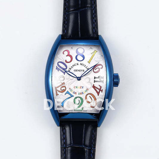 Franck Muller Crazy Hours Color Dreams Blue PVD White Dial TWF A23J replica - front