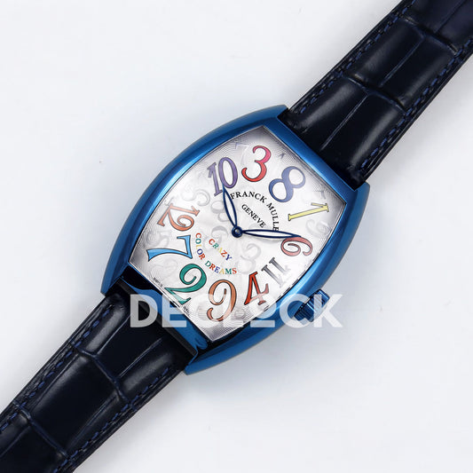 Franck Muller Crazy Hours Color Dreams Blue PVD White Dial TWF A23J replica - dial angle left