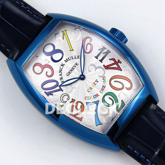 Franck Muller Crazy Hours Color Dreams Blue PVD White Dial TWF A23J replica - dial angle right
