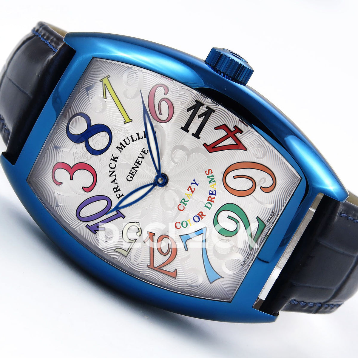 Franck Muller Crazy Hours Color Dreams Blue PVD White Dial TWF A23J replica - three quarter