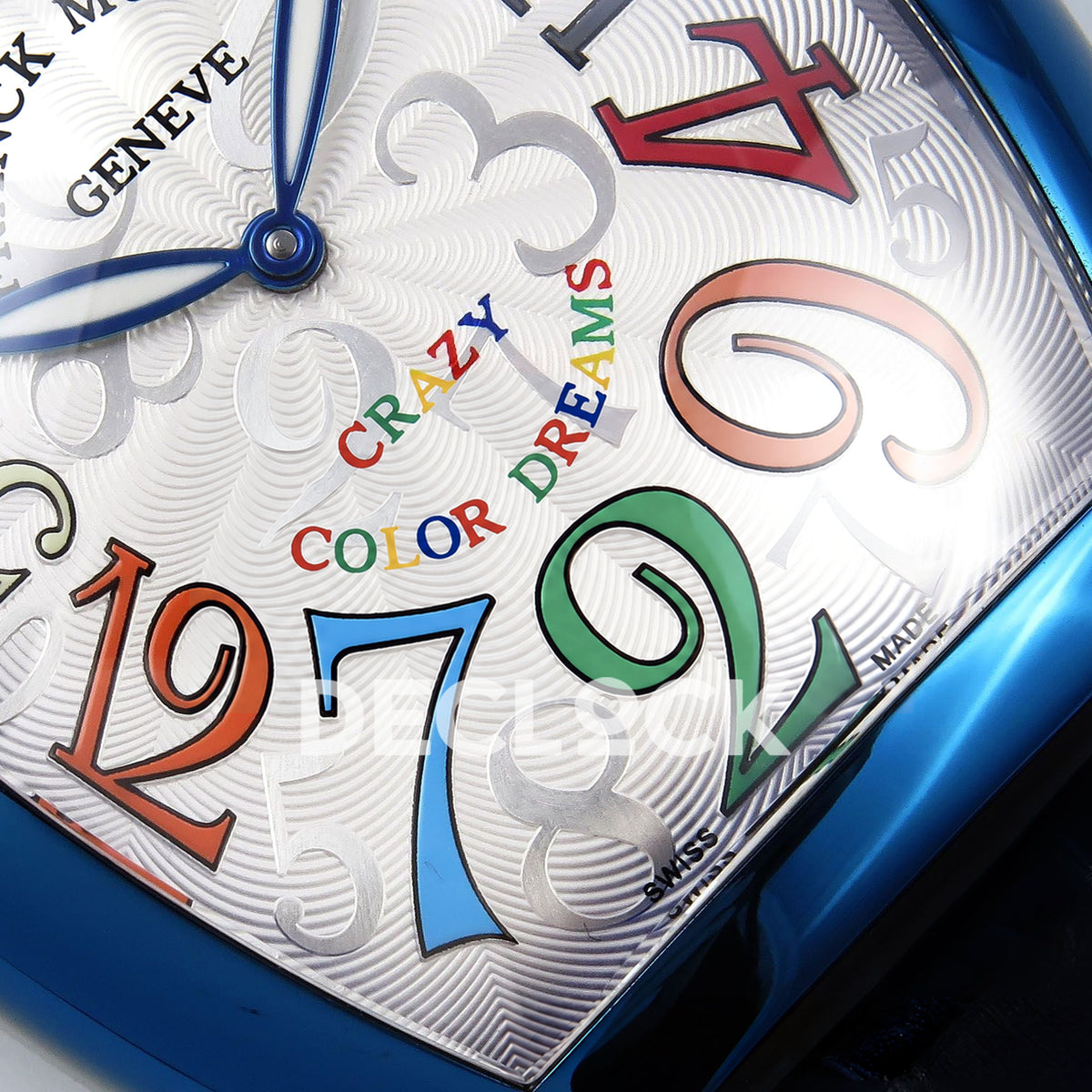Franck Muller Crazy Hours Color Dreams Blue PVD White Dial TWF A23J replica - lower dial closeup