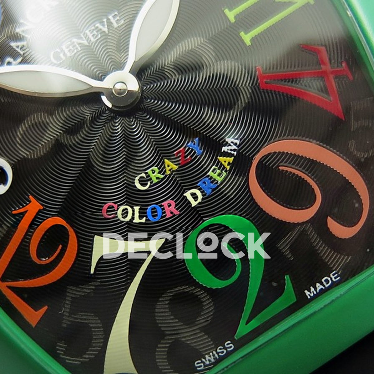 Franck Muller Crazy Hours Green PVD Black Dial Color Dreams - Hands and numerals detail