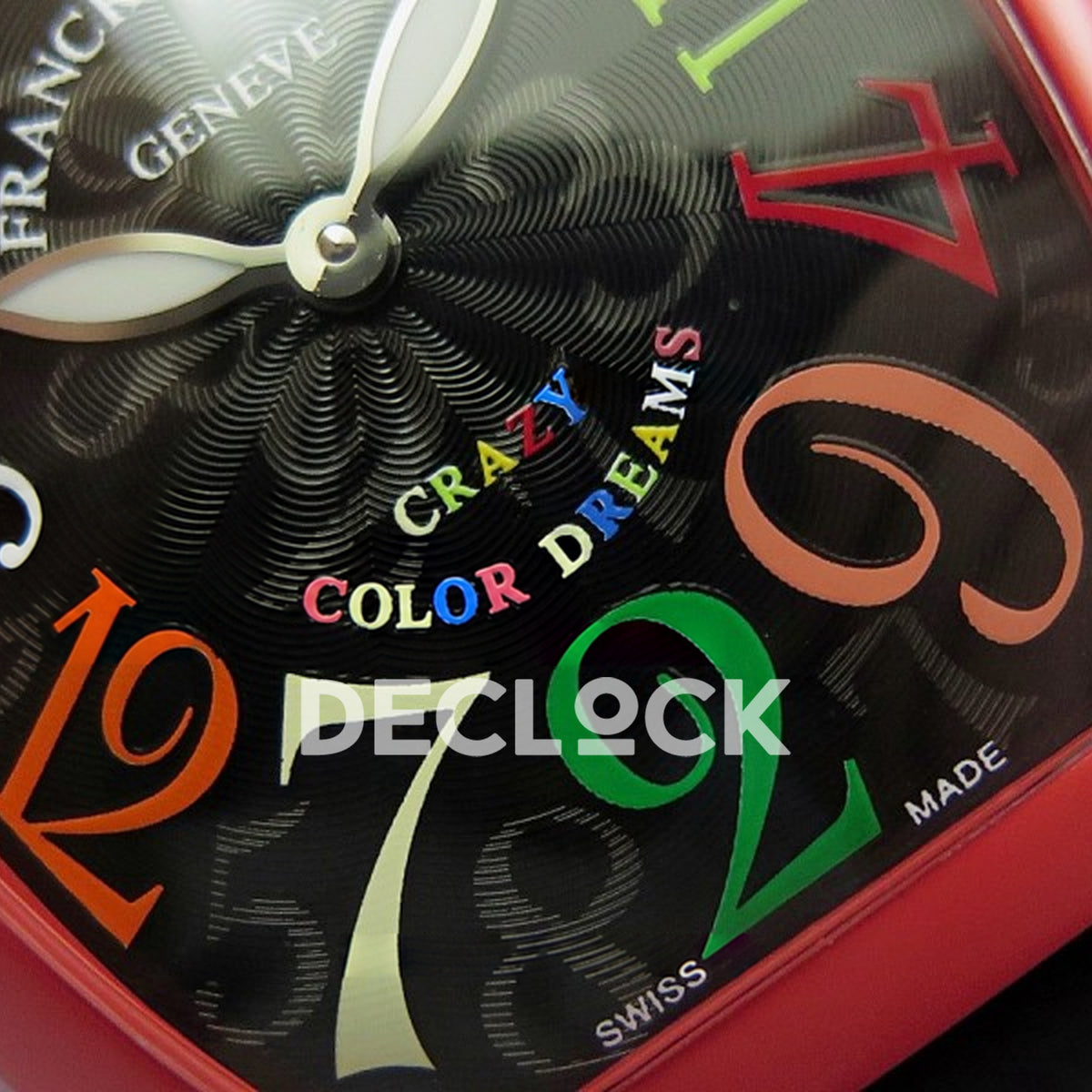 Franck Muller Crazy Hours Red PVD Black Dial Color Dreams - Hands and numerals detail