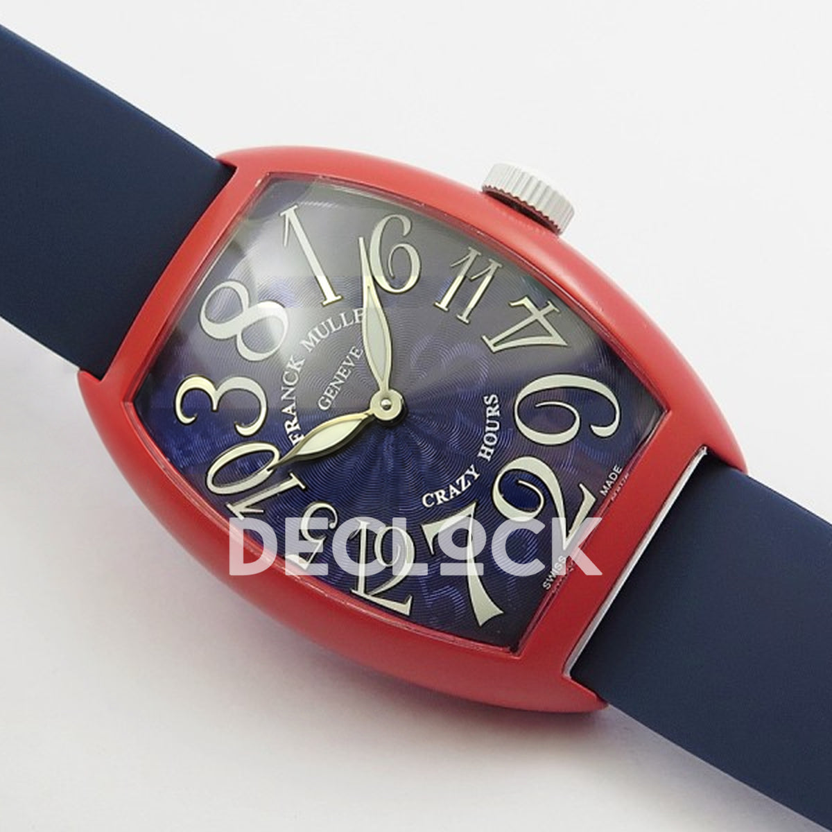 Franck Muller Crazy Hours Red PVD Blue Dial - Angled front view