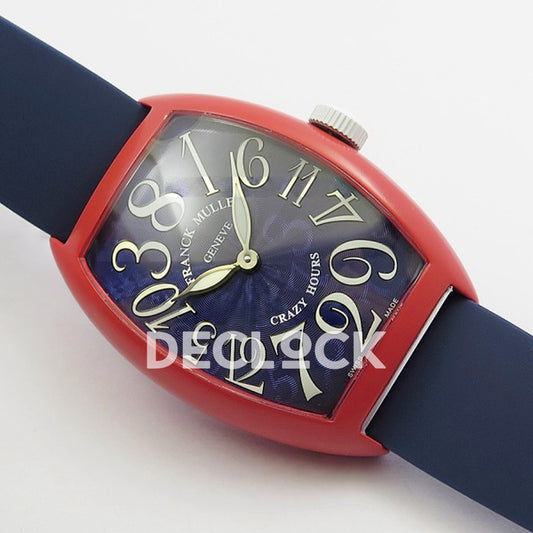 Franck Muller Crazy Hours Red PVD Blue Dial - Angled front view
