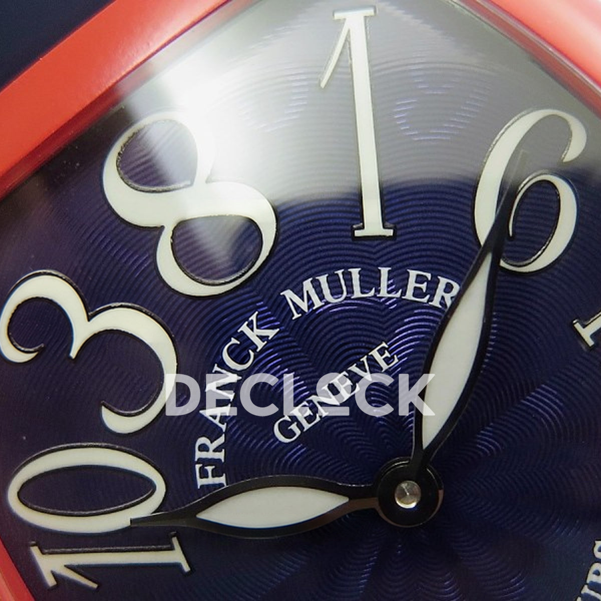 Franck Muller Crazy Hours Red PVD Blue Dial - Brand and dial detail